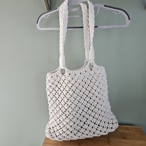 Elegant White Macrame Talbots Bag